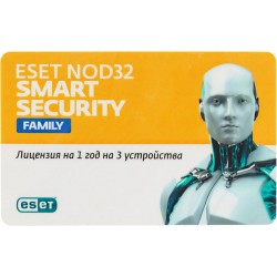 ESET NOD32 Smart Security Family - универсальная лицензия на 1 год на 3 устройства NOD32-ESM-NS(CLCARD)-1-3